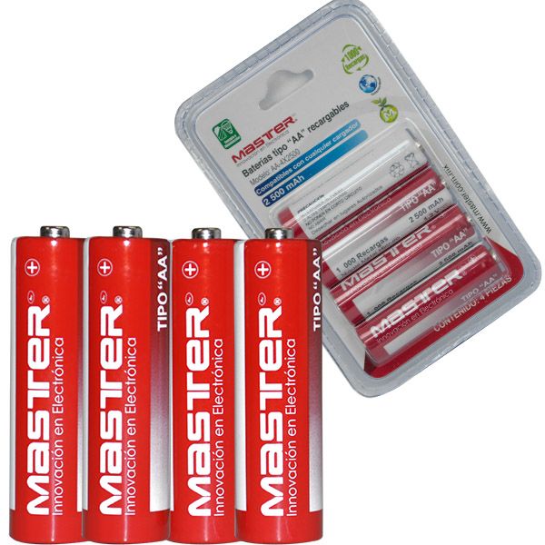 PAQUETE DE BATERIAS RECARGABLES MASTER 1000AH Master baterias