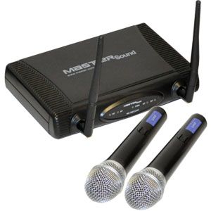 Sistema profesional con 2 micrófonos inalámbricos recargables VHF de a –  Master Electronicos