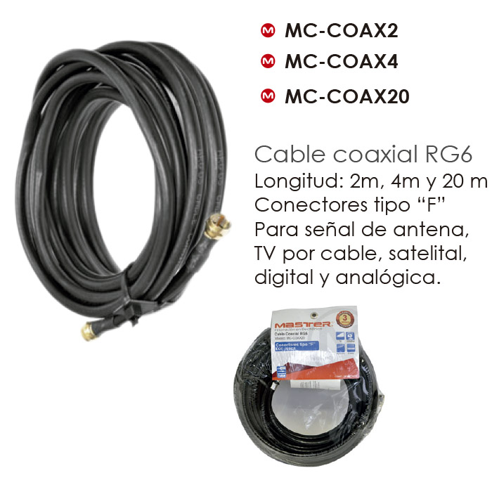CABLE COAXIAL RG6 4 M - Master Electronicos